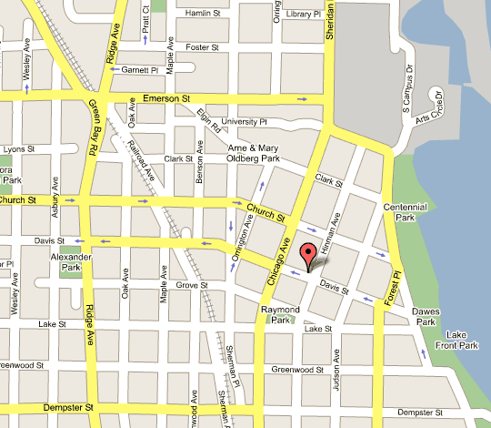 map of Evanston area